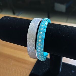 Sparkling Silver and Blue Crystal Bracelets